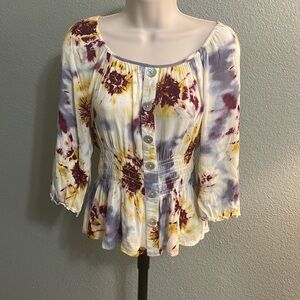 Fig and Flower tie dye top